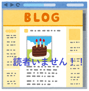 誕生日ケーキの画像が載ったブログのイラスト